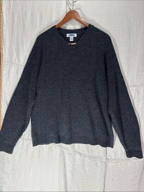 Old Navy Men's Dark Charcoal V-Neck Wool Blend Sweater Large